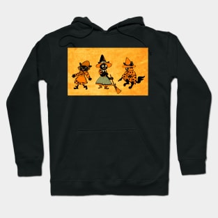 Vintage Style Black Halloween Cat Witches Hoodie